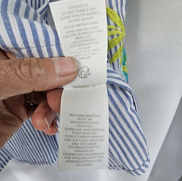 Boden Embroidered Longsleeve Blouse Women Size 10 Blue & white stripe100% Cotton - Picture 5 of 8
